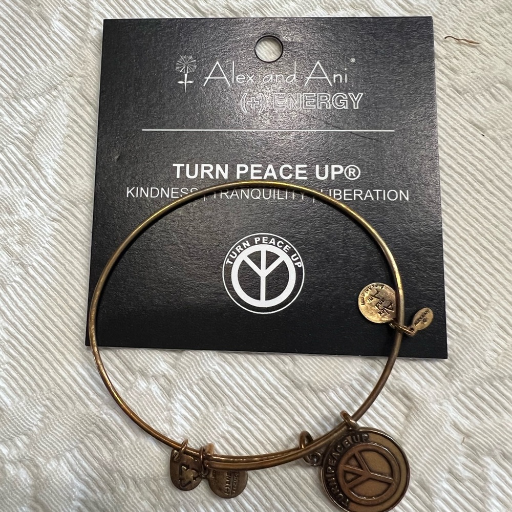 Alex and Ani Gold Peace Symbol Bangle Bracelet